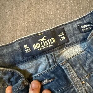 Hollister Dark Blue High-Rise Denim Shorts